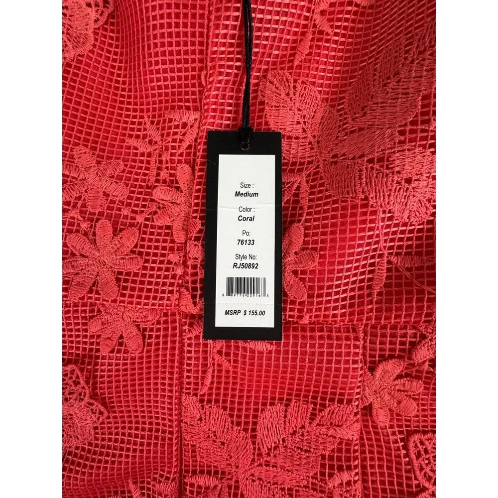 Romeo Juliet Couture Coral Lace Overlay Sleeveless Dress Medium Womens NWT Core - Picture 8 of 16